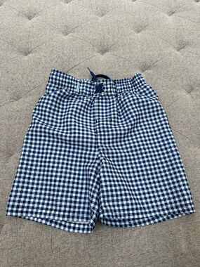 EUC RUGGEDBUTTS BOYS BLUE AND WHITE GINGHAM CHECK SWIM TRUNKS SIZE 6